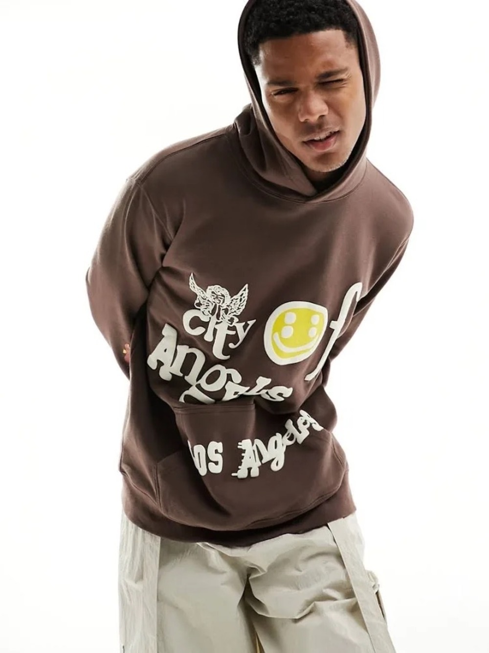 PacSun Brown city of angels slogan detail hoodie